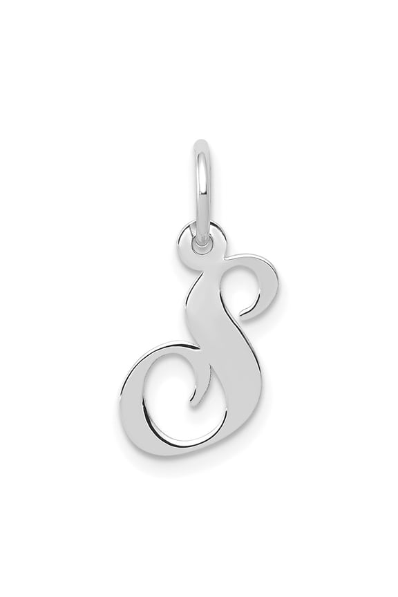 10k White Gold Small Fancy Script Initial S Charm