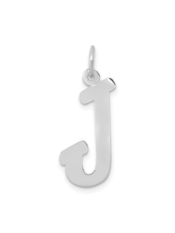 10k White Gold Small Script Initial J Charm