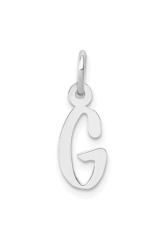 10k White Gold Small Slanted Block Initial G Char