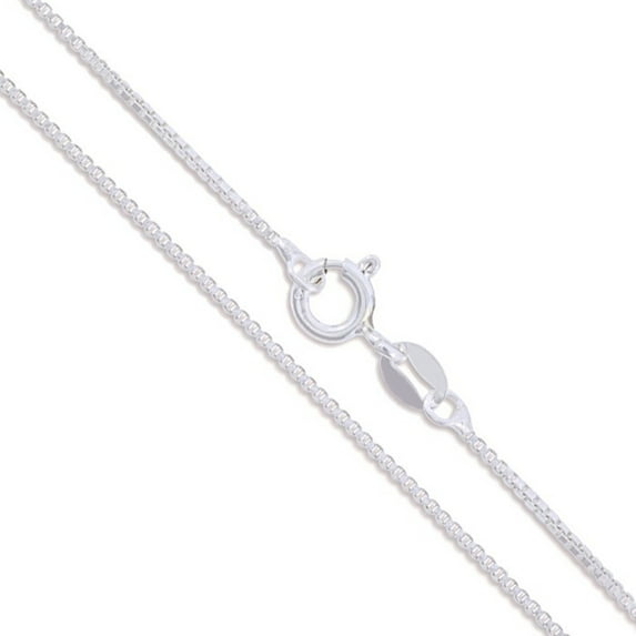10k White Gold Solid Box Link Chain 1mm Necklace 16" Jewelry Female Unisex