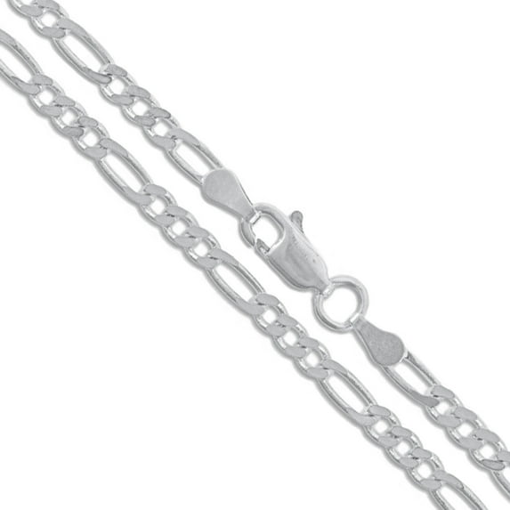 10k White Gold Solid Figaro Link Chain 2.6mm Necklace 24" Jewelry Female Unisex