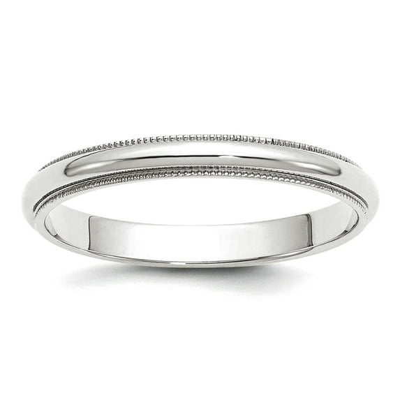 10k White Gold Solid Polished 3mm Milgrain Half Round Band Size 13.5 Ring Ring for Women and Men