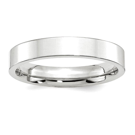 10k White Gold Solid Polished 4mm Standard Flat Comfort-Fit Band Size 9.5 Ring Ring for Women and Men