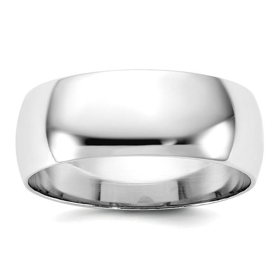 10k White Gold Solid Polished 7mm Half Round Band Size 12 Ring Ring for Women and Men