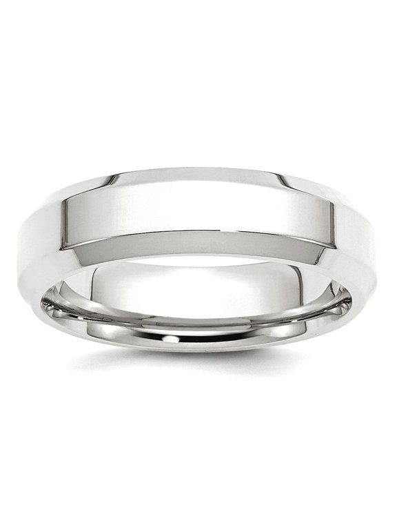 10k White Gold Solid Polished Beveled Edge 6mm Bevel Edge Comfort-Fit Band Size 9 Ring Ring for Women and Men