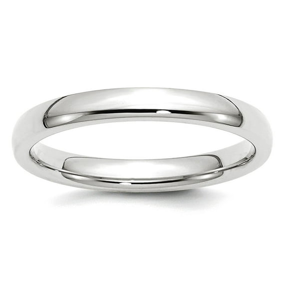 10k White Gold Solid Polished Lightweight 3mm Standard Comfort-Fit Band Size 8 Ring Ring for Women and Men