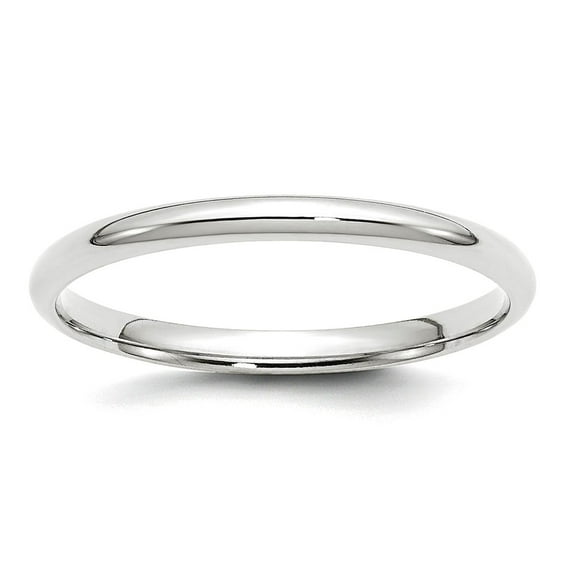 10k White Gold Solid Polished Lightweight 2mm Ltw Comfort-Fit Band Size 8.5 Ring Ring for Women and Men