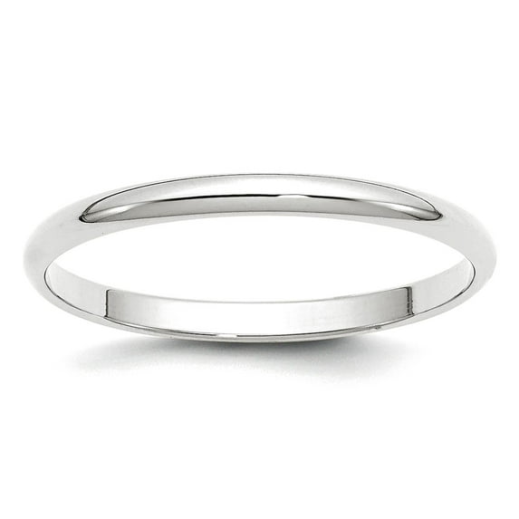 10k White Gold Solid Polished Lightweight 2mm Ltw Half Round Band Size 5 Ring Ring for Women and Men