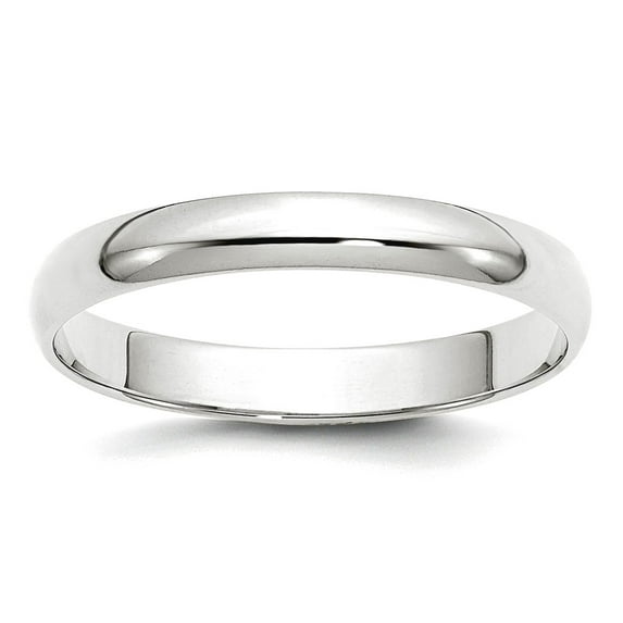 10k White Gold Solid Polished Lightweight 3mm Ltw Half Round Band Size 11 Ring Ring for Women and Men