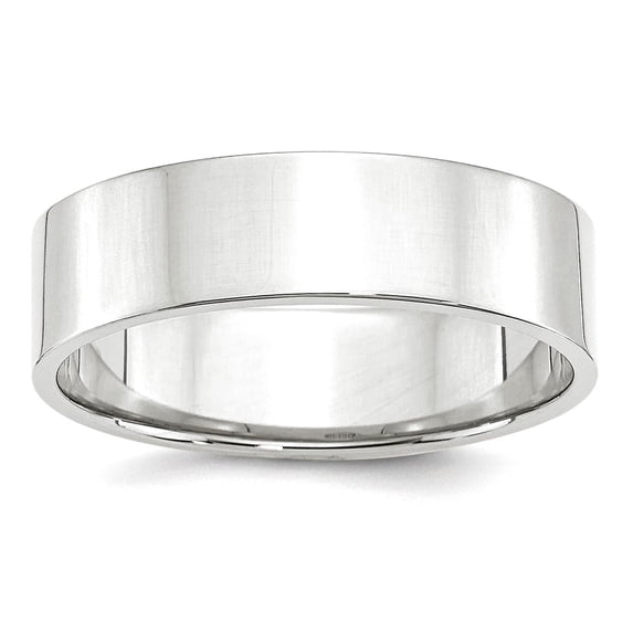 10k White Gold Solid Polished Lightweight 6mm Ltw Flat Band Size 5 Ring Ring for Women and Men