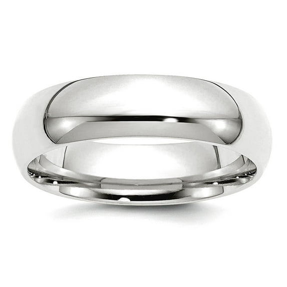 10k White Gold Solid Polished Lightweight 6mm Standard Comfort-Fit Band Size 7.5 Ring Ring for Women and Men