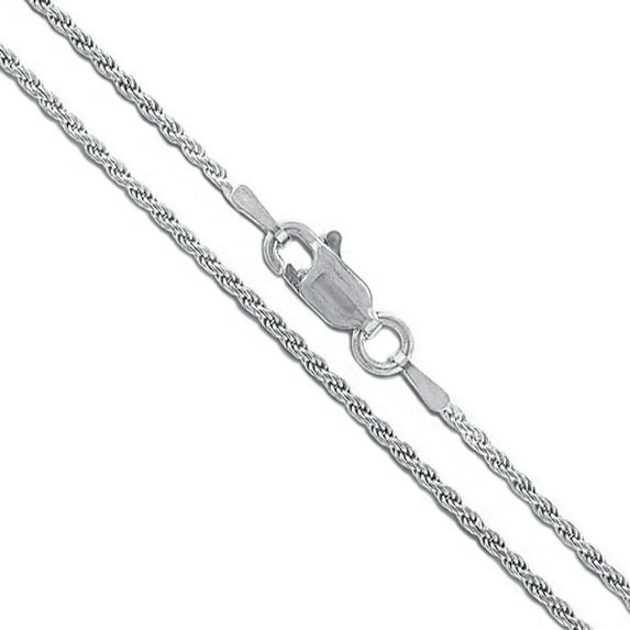 10k White Gold Solid Round Rope Link Chain 1.5mm Necklace 30" Jewelry Female Unisex