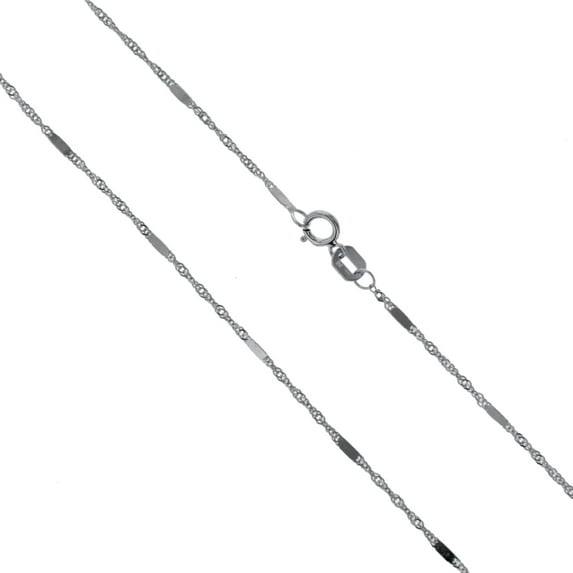 10k White Gold Solid Singapore Bar Chain Rope Twisted Curb Link 1.1mm Necklace 22" Jewelry Female