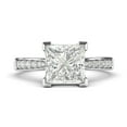 thumbnail image 1 of 10k White Gold Solitaire 1.5ct Simulated Princess Cut Diamond Engagement Ring with Side Stones Promise Bridal Ring (9.5), 1 of 6