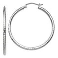 thumbnail image 1 of 10k White Gold Sparkle-Cut 2mm Round Tube Hoop Earrings 35x35mm Wide 2mm Thick Hoop Earring for Women, 1 of 2