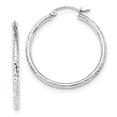 thumbnail image 1 of 10k White Gold Sparkle-Cut 2mm Round Tube Hoop Earrings - Measures 31.63x29.83mm Wide 2mm Thick, 1 of 2
