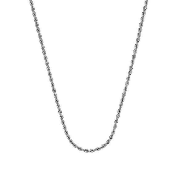 10k White Gold Sparkle-Cut Rope Chain Necklace 1.56mm Lobster Claw Closure - 2.8 Grams - 16 Inch