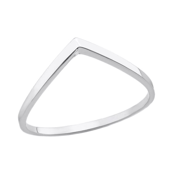10k White Gold Stackable V-Shape Chevron Ring (Size 11.5)