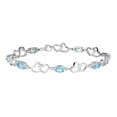 thumbnail image 1 of 10k White Gold Swiss Blue Topaz & 1/6 Carat T.W. Diamond Double Heart Link Bracelet, 1 of 2