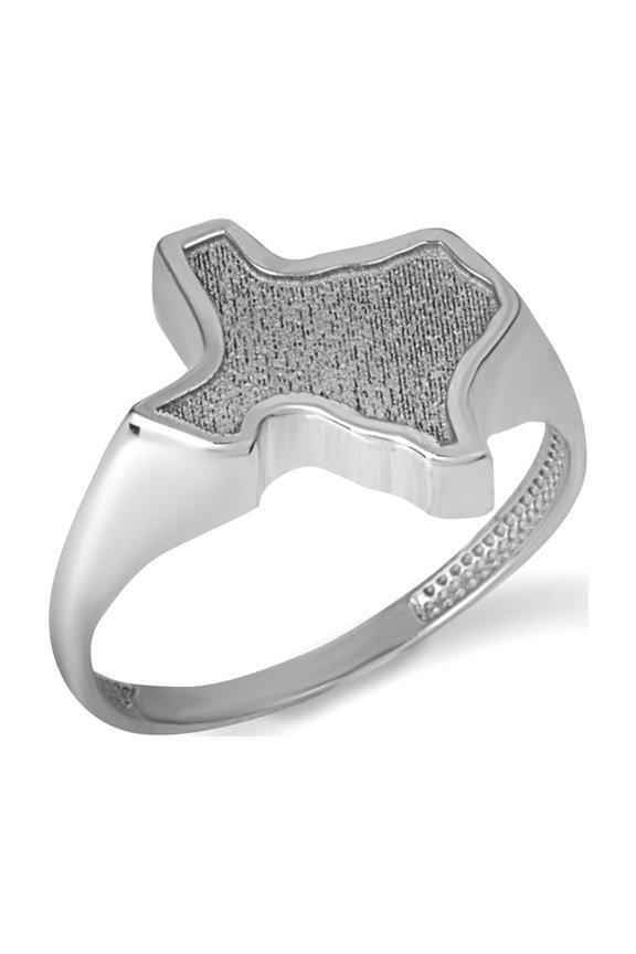 10k White Gold Texas State Map Textured Ring (Size 7.75)