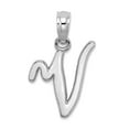 thumbnail image 1 of 10k White Gold V Script Letter Name Personalized Monogram Initial High Polish Charm Pendant Necklace for Women, 1 of 2