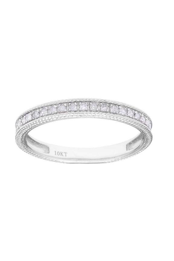 10k White Gold Vintage Style Diamond Wedding Anniversary Band (1/7 cttw, I-J Color, I2-I3 Clarity)