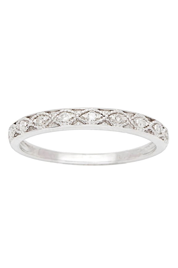 10k White Gold Vintage Style Diamond Wedding Band (1/10 cttw, I-J Color, I2-I3 Clarity)