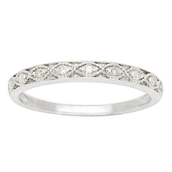 10k White Gold Vintage Style Diamond Wedding Band (1/10 cttw, I-J Color, I2-I3 Clarity)