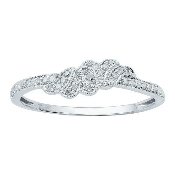 10k White Gold Vintage Style Diamond Wedding Band (1/6 cttw, I-J Color, I2-I3 Clarity)