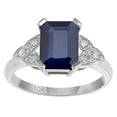 thumbnail image 1 of 10k White Gold Vintage Style Genuine Emerald-Cut Sapphire and Diamond Ring, 1 of 5