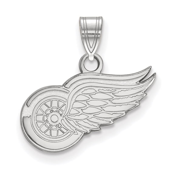 10k White Gold Winged Wheel Pendant Necklace for Men or Unisex Wear, Polished Sports Jewelry Symbolizing Speed, Motion and Freedom, Athletic Automotive Fan Accessory