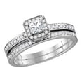 thumbnail image 1 of 10k White Gold Womens Princess Diamond Bridal Wedding Engagement Ring Band Set 3/4 Cttw, 1 of 1