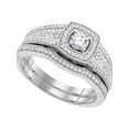thumbnail image 1 of 10k White Gold Womens Round Diamond Bridal Wedding Engagement Ring Band Set 1/2 Cttw, 1 of 1