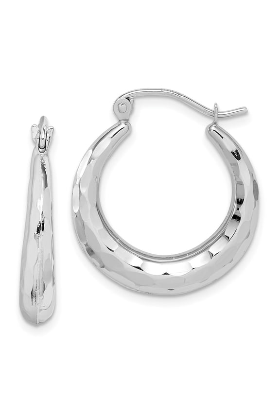 10k White Gold and Diamond Cut Hoop Earrings Fine Jewelry For Women Gifts For Her