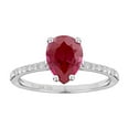 thumbnail image 1 of 10k White Solid Gold Pear-Shape Created Ruby and Natural Diamond Ring, 1 of 6