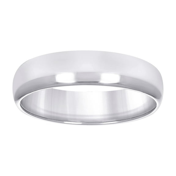 10k Solid White Gold Mens 5mm Comfort-fit Wedding Band Ring Size 9 Wedding Band for Men - 1.4 Grams