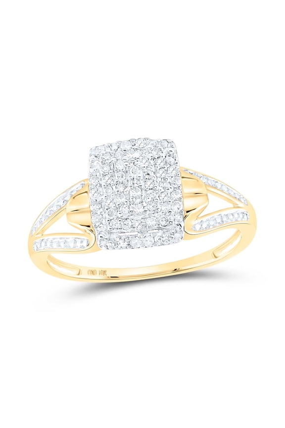 10k Women's Yellow Gold and Diamond Cluster Ring 1/6 CTTW