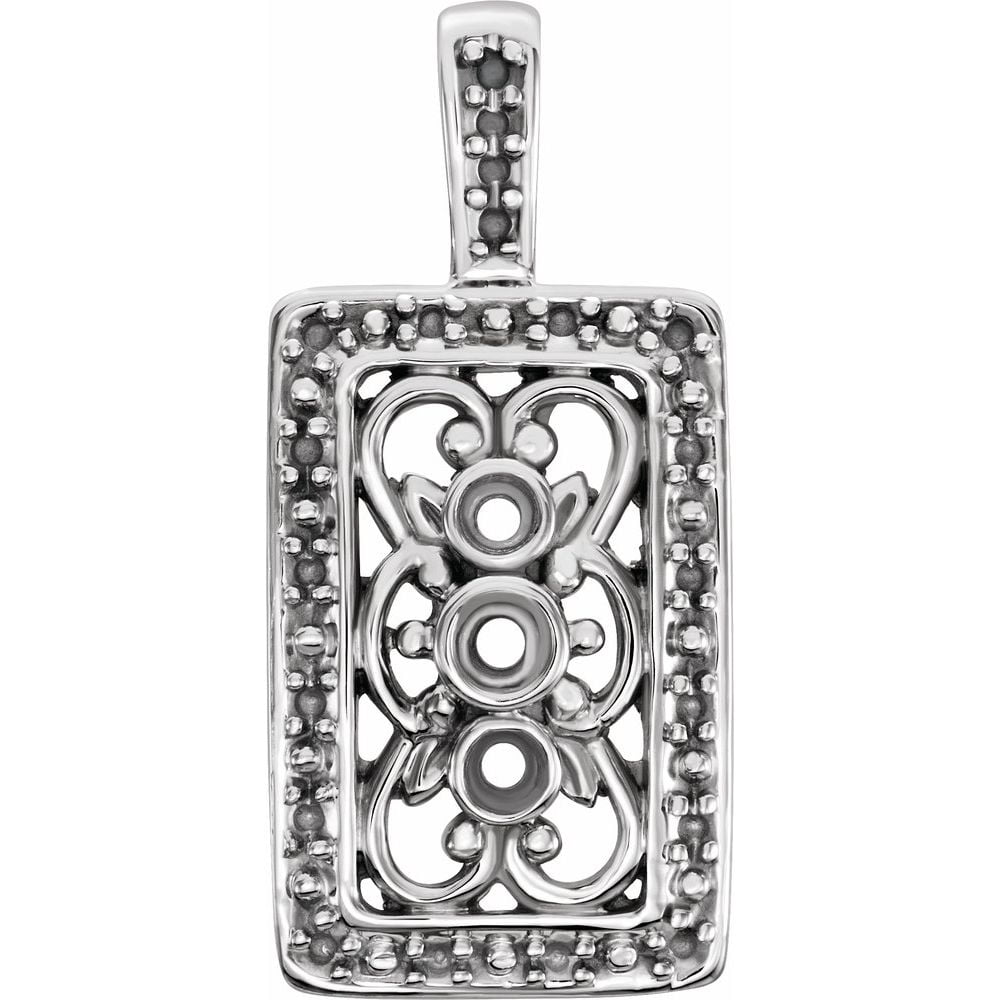 10k X1 White Gold Round Shape Vintage-Style Rectangle Pendant Fine ...