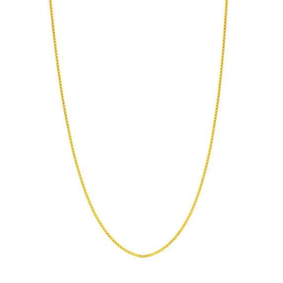 10k Yellow Gold 0.73mm Box Chain Necklace Lobster Lock Closure 24 Inch Chain Necklace for Women and Men
