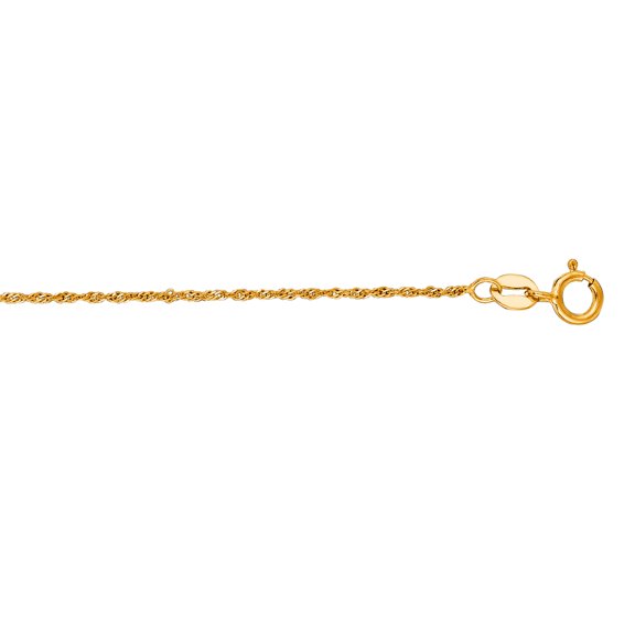 10k Yellow Gold 1.0mm Sparkle-Cut Singapore Chain With Spring-Ring Clasp Necklace 20 Inch Chain Necklace for Women and M