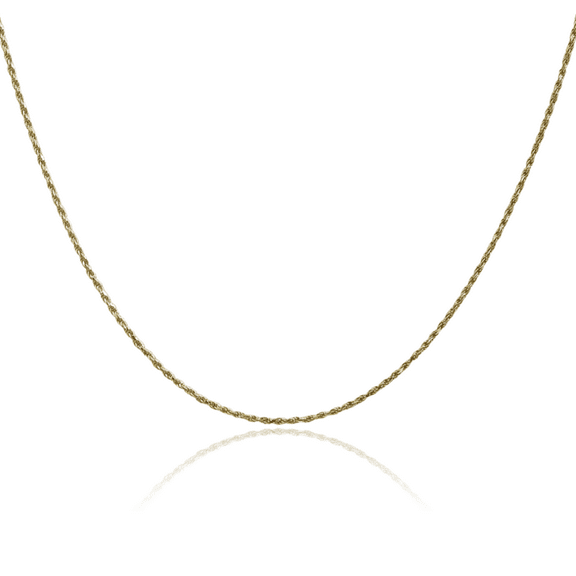 10K Solid Yellow Gold 1.15mm Rope Chain Twisted Link Necklace 16 inch