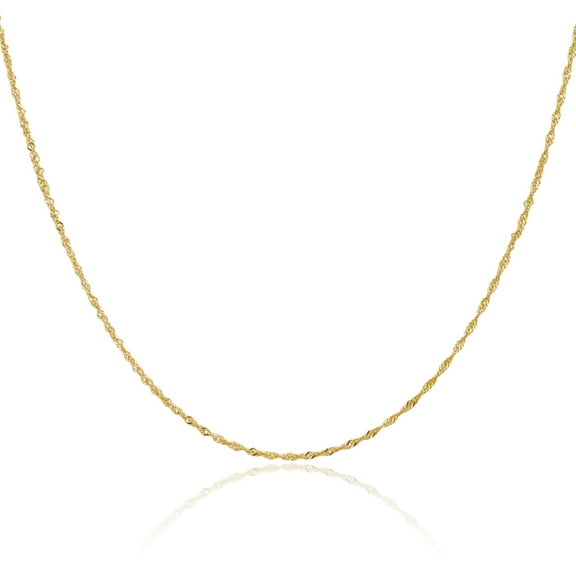 10K Solid Yellow Gold 1.1mm Singapore Chain Necklace