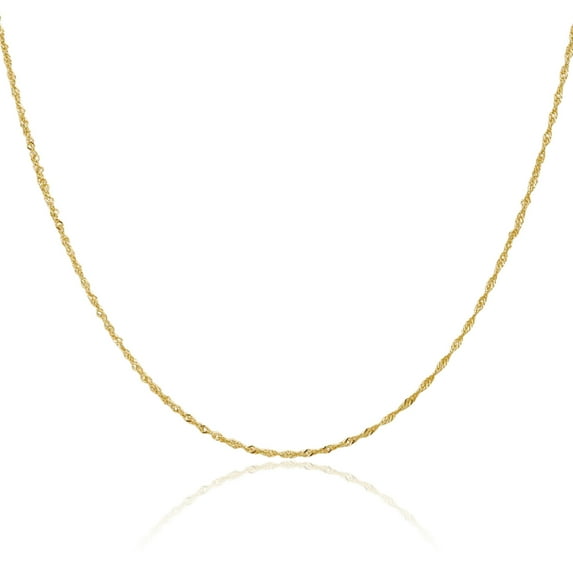 10K Solid Yellow Gold 1.1mm Singapore Chain Necklace