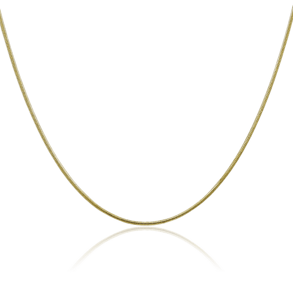 10K Solid Yellow Gold 1.1mm Round Cubetto Omega Snake Chain Herringbone Necklace