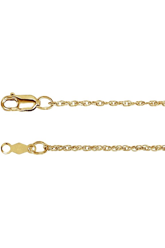 10k Yellow Gold 1.25mm Rope 16 Inch Chain Necklace Chain Necklace for Women and Men - 1.4 Grams