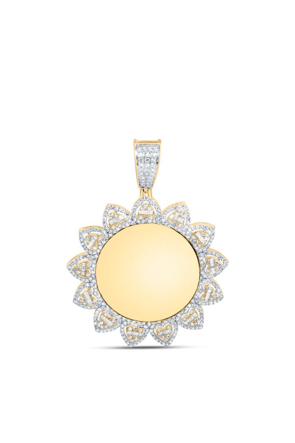 10k Yellow Gold 1 3/8 CTW Natural Diamond Fanuk Memory Heart Round Mens Charm 5.72 Grams