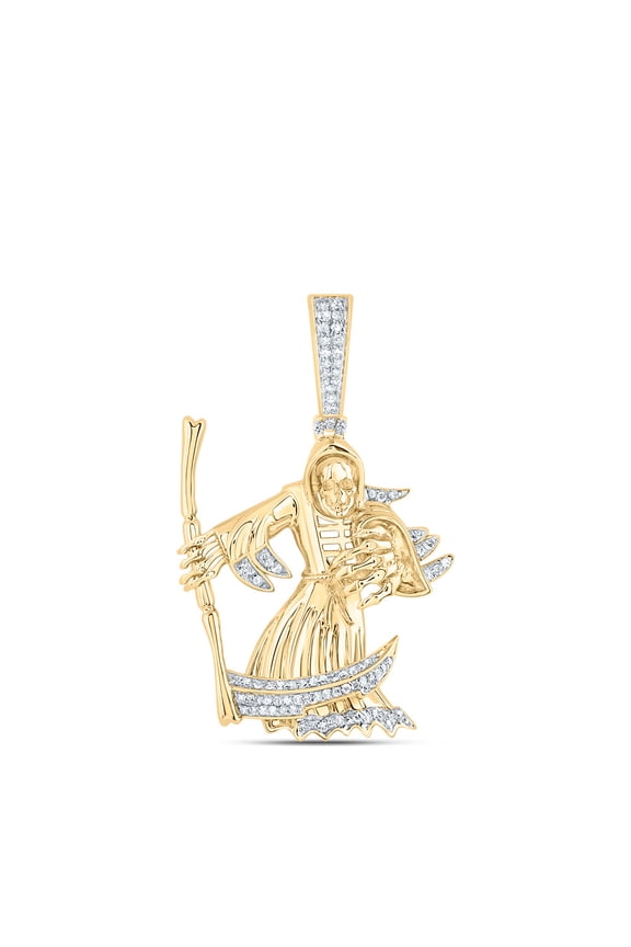 10k Yellow Gold 1/3 CTW Natural Diamond Grim Rapper Mens Charm 7.74 Grams