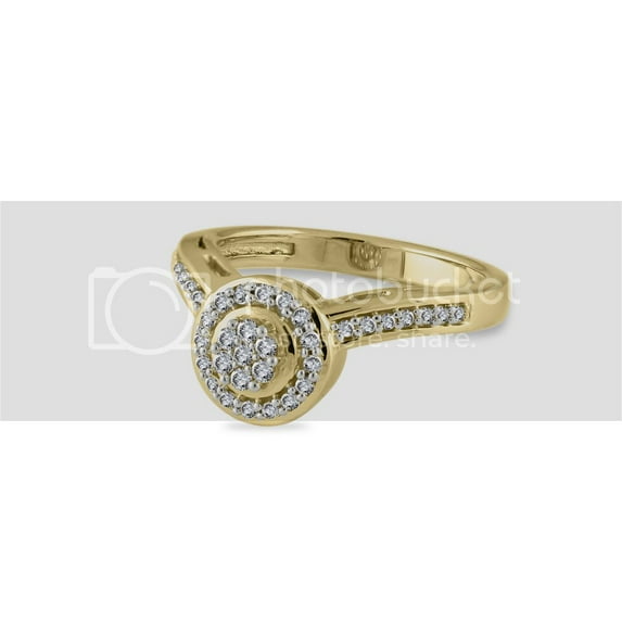 10k Yellow Gold 1/3 Carat (ctw) Round Cut Natural White Diamond Halo Cluster Chevron Engagement Ring for Women Wedding Birthday (Diamond Color: H-I, Clarity: I2, 0.33cttw) Ring Size-8