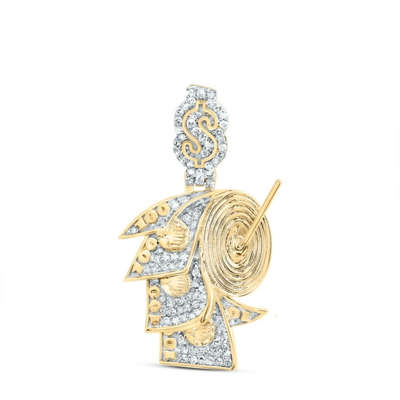 10k Yellow Gold 1/4 CTW Natural Diamond Money Roll Mens Charm 3.1 Grams