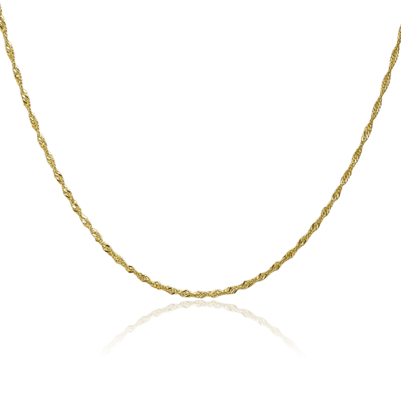 10K Solid Yellow Gold 1.4mm Singapore Chain Necklace